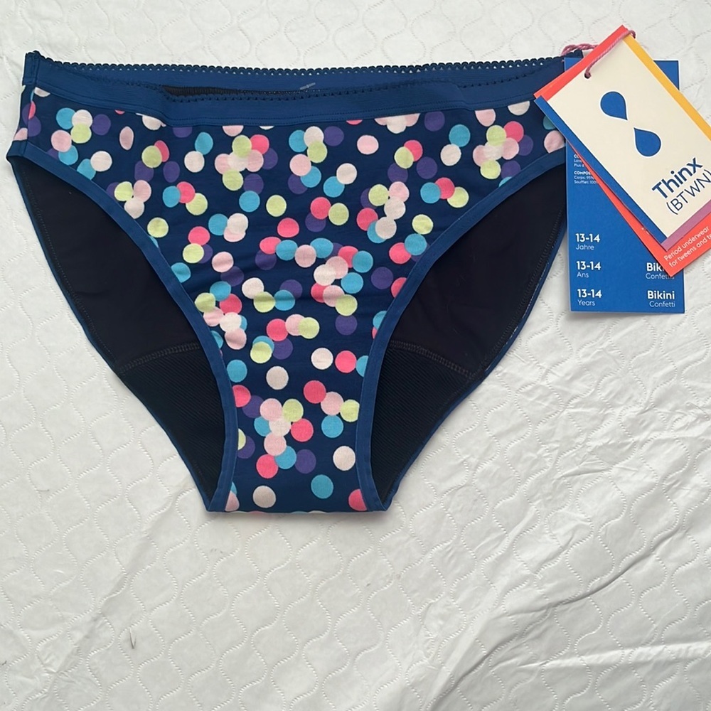 Thinx bikini super absorbency period underwear in Confetti print